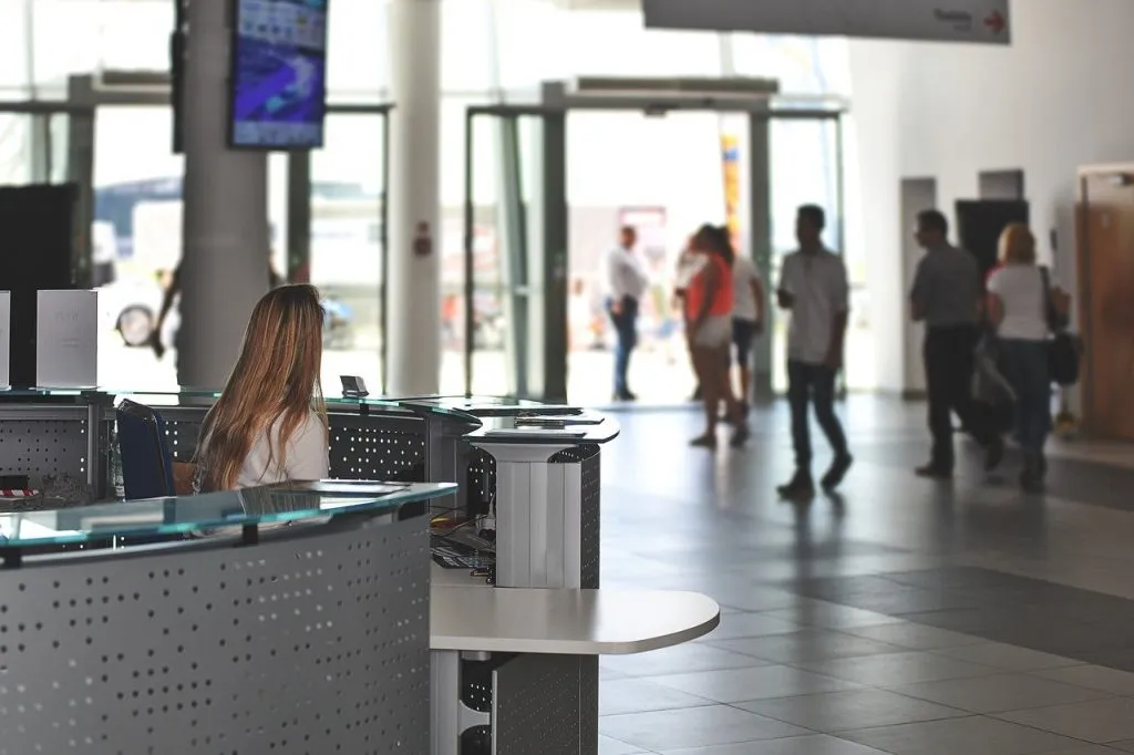 large reception lobby area campus